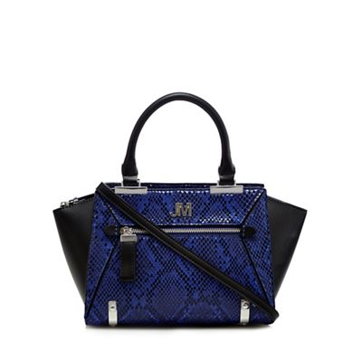Blue snakeskin-effect small tote bag
